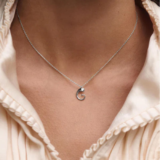 Collana girocollo PDPAOLA in argento e zircone lettera G MISURA UNICA