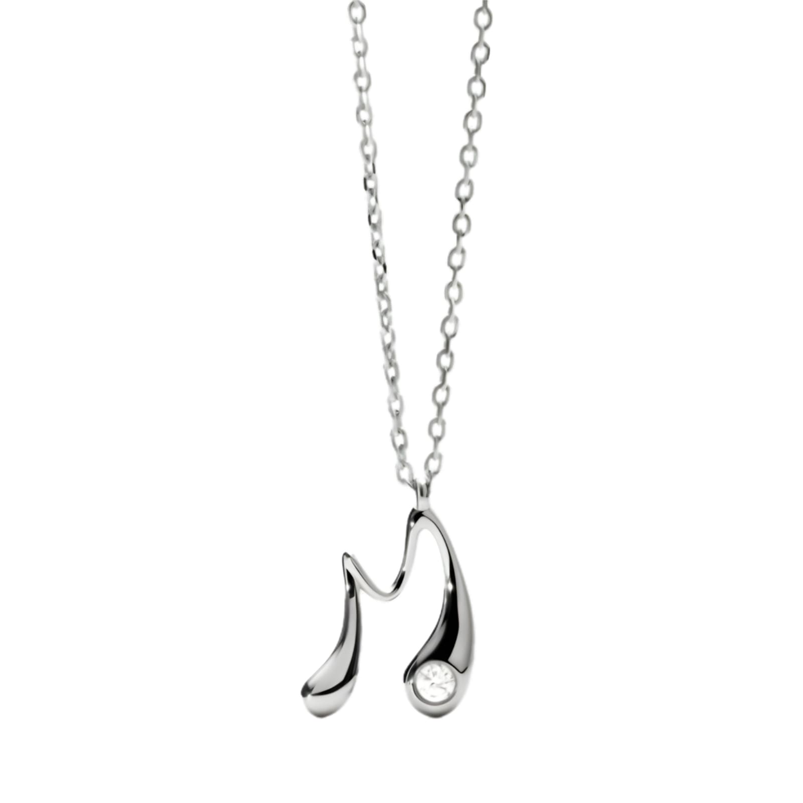 Collana girocollo PDPAOLA in argento e zircone lettera M MISURA UNICA