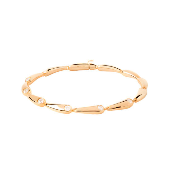 Bracciale PDPAOLA argento dorato con maglie a goccia e zirconi 18 cm