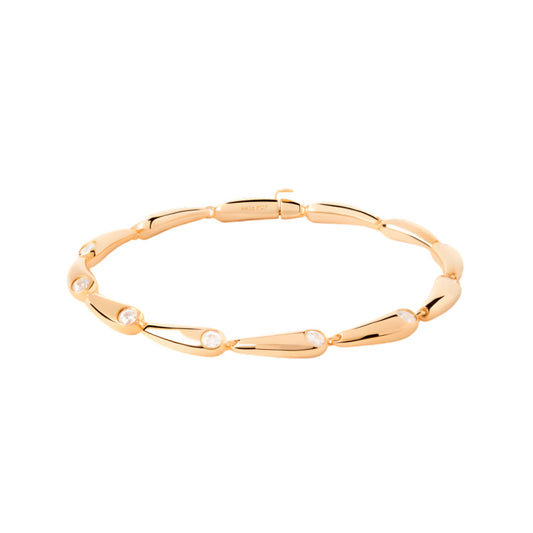 Bracciale PDPAOLA argento dorato con maglie a goccia e zirconi 18 cm