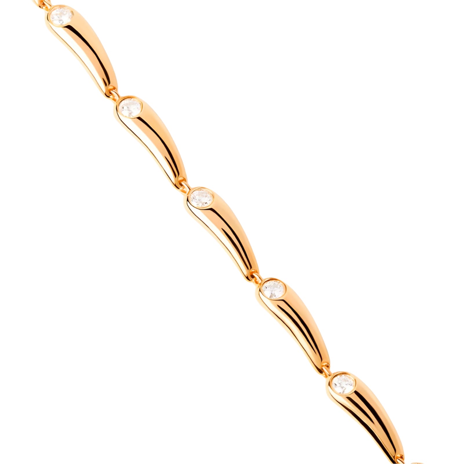 Bracciale PDPAOLA argento dorato con maglie a goccia e zirconi 18 cm