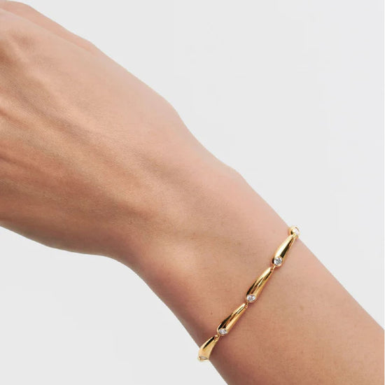 Bracciale PDPAOLA argento dorato con maglie a goccia e zirconi 18 cm