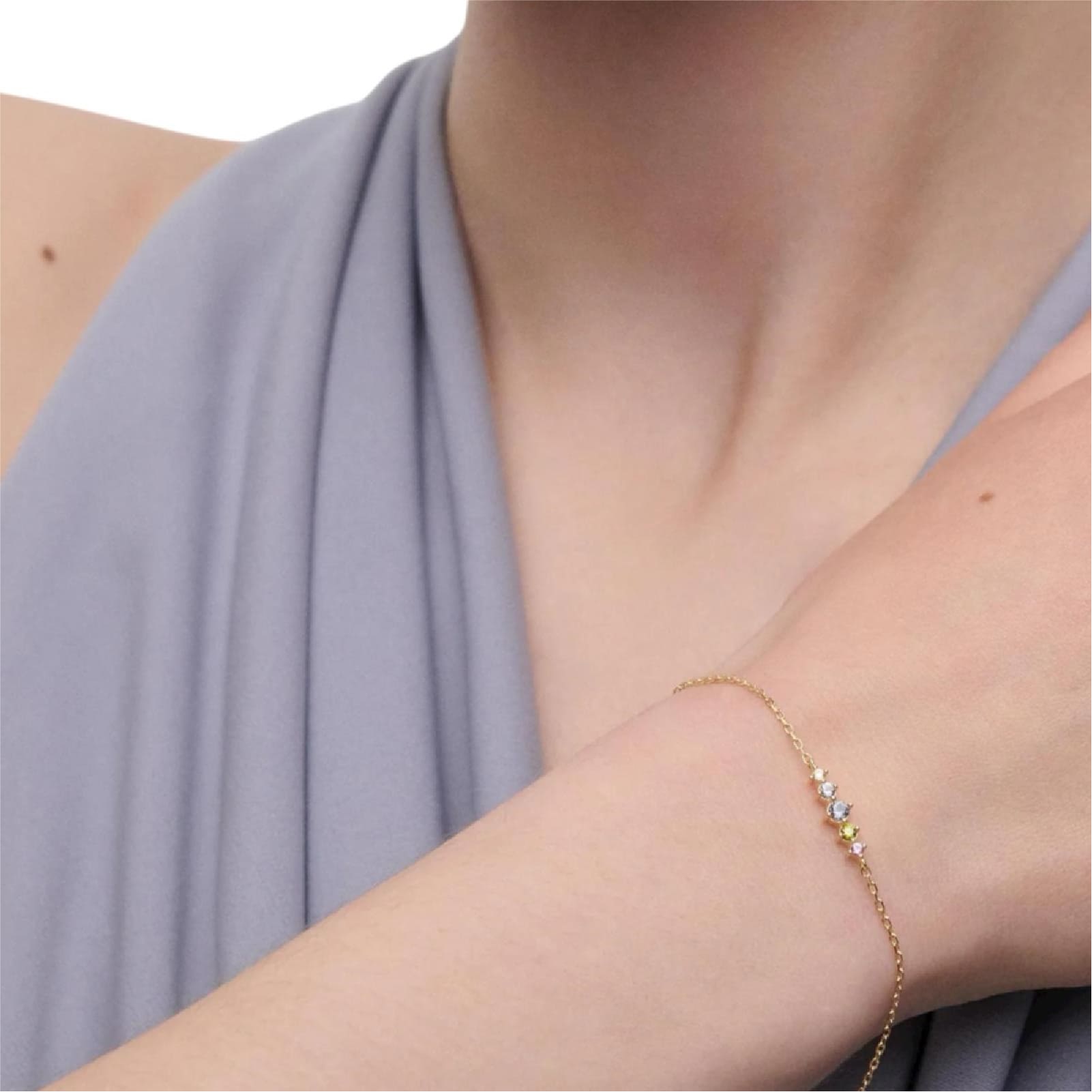 Bracciale PDPAOLA in argento dorato con zirconi e vetro Regolabile 15-18 cm