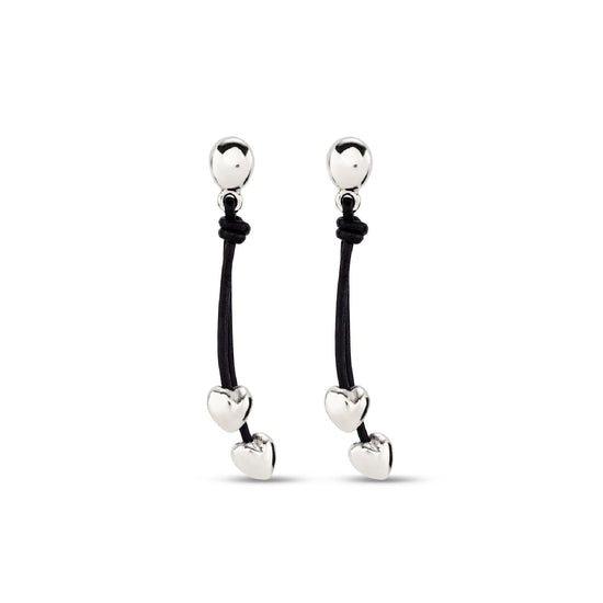 Orecchini donna Uno de 50 Beloved in cuoio con cuore in lega metallica PEN0933MARMTL0U-1