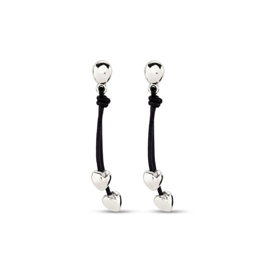 Orecchini donna Uno de 50 Beloved in cuoio con cuore in lega metallica PEN0933MARMTL0U-1