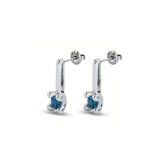 Orecchini pendenti Uno de 50 donna placcata argento con zircone blu PEN0952AZUMTL0U-2