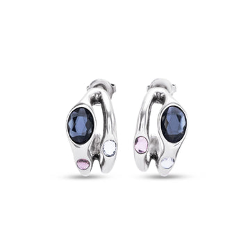 Orecchini lobo Uno de 50 donna placcata argento con cristalli PEN0955MCLMTL0U-1