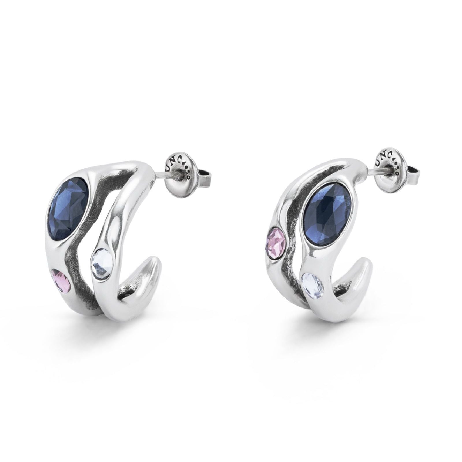 Orecchini lobo Uno de 50 donna placcata argento con cristalli PEN0955MCLMTL0U-2