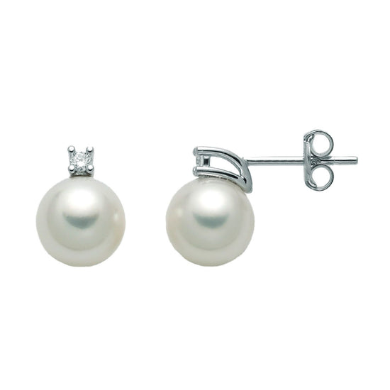 Orecchini donna Nimei oro bianco perle Akoya 6-6,5mm e diamanti di 0,02ct PER2332-1