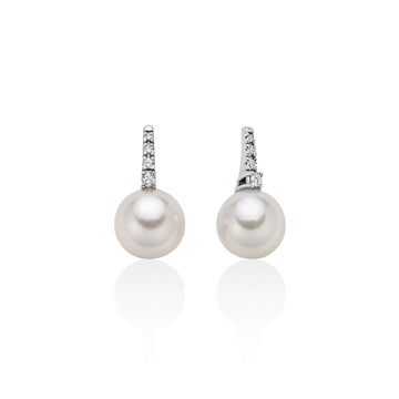 Orecchini donna Miluna di Perle oro bianco 8 diamanti 0,06ct perle 7,5/8 PER2415-1