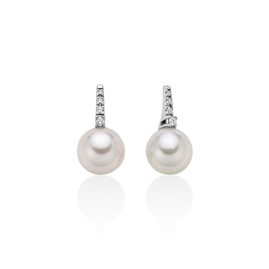 Orecchini donna Miluna di Perle oro bianco 8 diamanti 0,06ct perle 7,5/8 PER2415-1