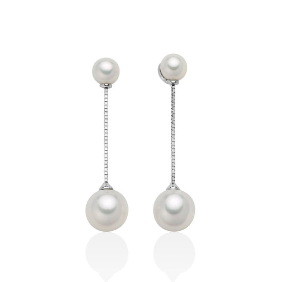 Orecchini donna Miluna di Perle oro bianco due perle 5,5/ 6 e due perle 8,5/9 PER2573-1