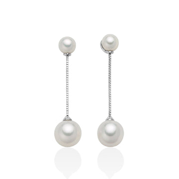 Orecchini donna Miluna di Perle oro bianco due perle 5,5/ 6 e due perle 8,5/9 PER2573-1