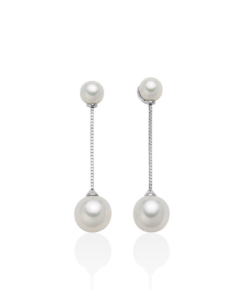 Orecchini pendenti da donna Miluna Orecchini di Perle in oro bianco 18kt con due perle 5,5/6 e due 8,5/9 PER2573