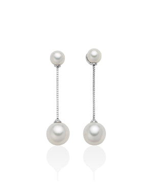Orecchini pendenti da donna Miluna Orecchini di Perle in oro bianco 18kt con due perle 5,5/6 e due 8,5/9 PER2573
