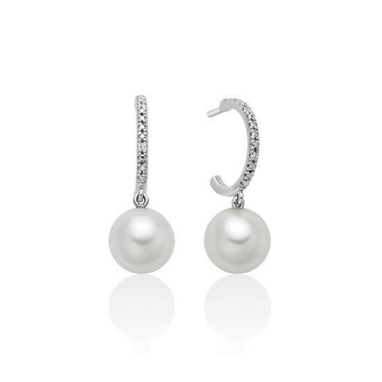 Orecchini donna Miluna Perle 375 oro bianco diamanti 0,0112ct e perle 6,5/7 PER2726X-1