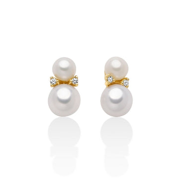 Orecchini donna Miluna Perle 375 oro giallo 4 diamanti 0,0132ct e perle PER2729X-1