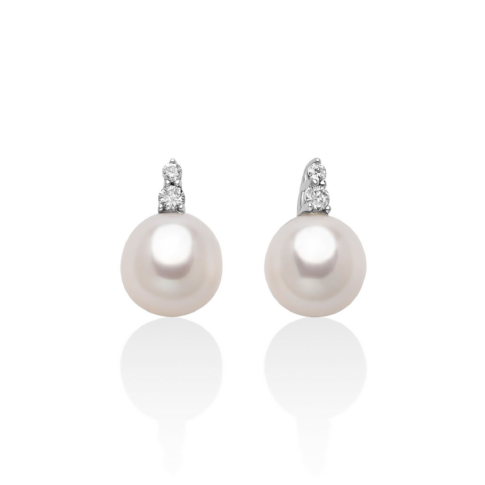 Orecchini donna Miluna di Perle oro bianco 4 diamanti 0,09ct perle 7,5/8 PER2737-1