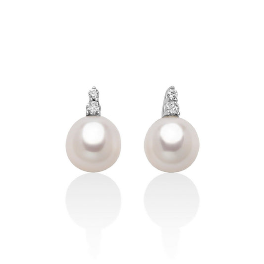 Orecchini donna Miluna di Perle oro bianco 4 diamanti 0,09ct perle 7,5/8 PER2737-1