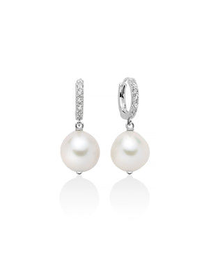 Orecchini pendenti da donna Miluna Giochi di Perle in argento 925 con 10 topazi 0,4ct e perle barocche 12/14 PER2740B