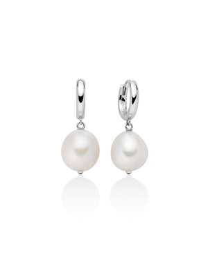Orecchini pendenti da donna Miluna Giochi di Perle in argento 925 con cerchi e perle barocche 12/14 PER2741B