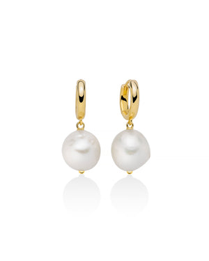 Orecchini pendenti da donna Miluna Giochi di Perle in argento 925 dorato con cerchi e perle barocche 12/14 PER2741G