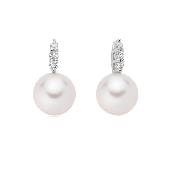 Orecchini donna Nimei oro bianco perle Akoya 7/7,5mm e diamanti di 0,07ct PER2749-1
