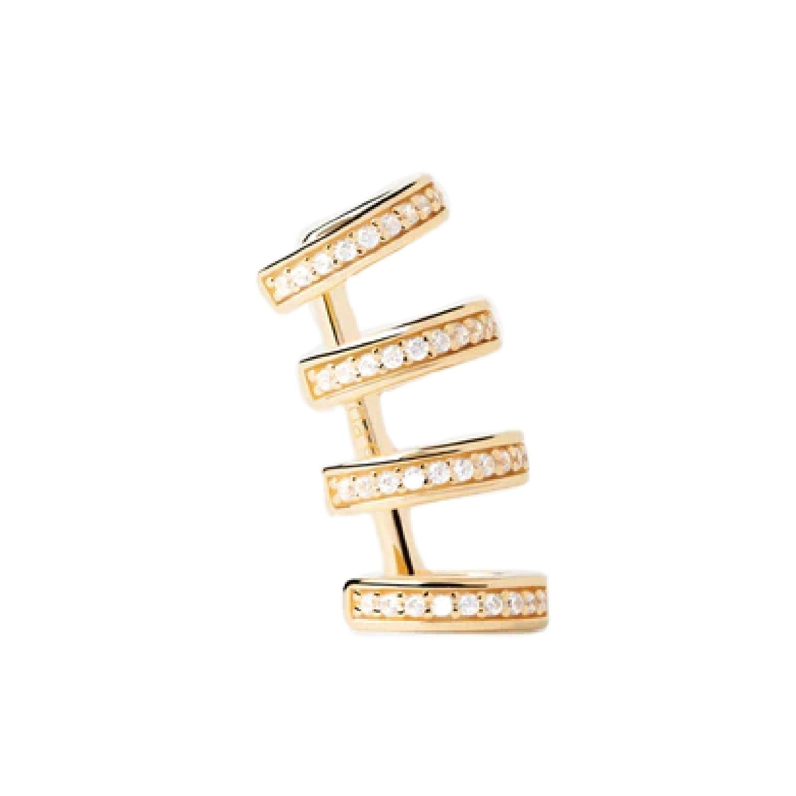 Earcuff donna PDPAOLA Essential argento oro 4 anellini zirconi PG01-021-U-1