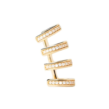 Earcuff donna PDPAOLA Essential argento oro 4 anellini zirconi PG01-021-U-1