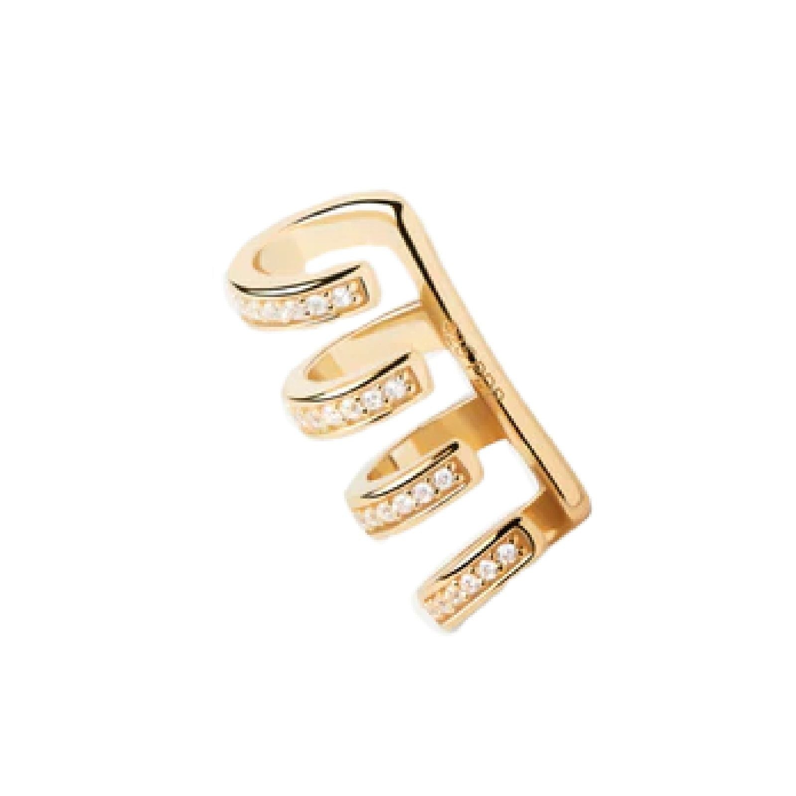 Earcuff donna PDPAOLA Essential argento oro 4 anellini zirconi PG01-021-U-2