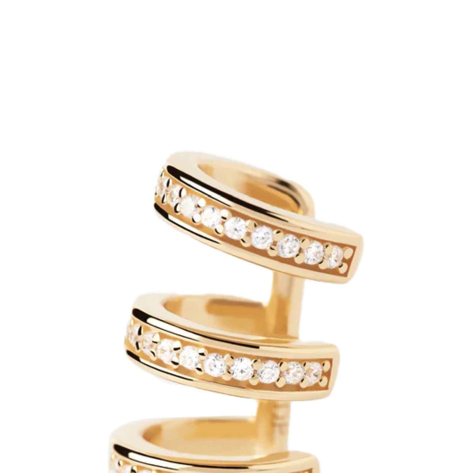 Earcuff donna PDPAOLA Essential argento oro 4 anellini zirconi PG01-021-U-3