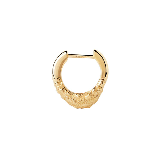Orecchino singolo PDPAOLA Duna donna argento dorato con texture fusa PG01-227-U-1
