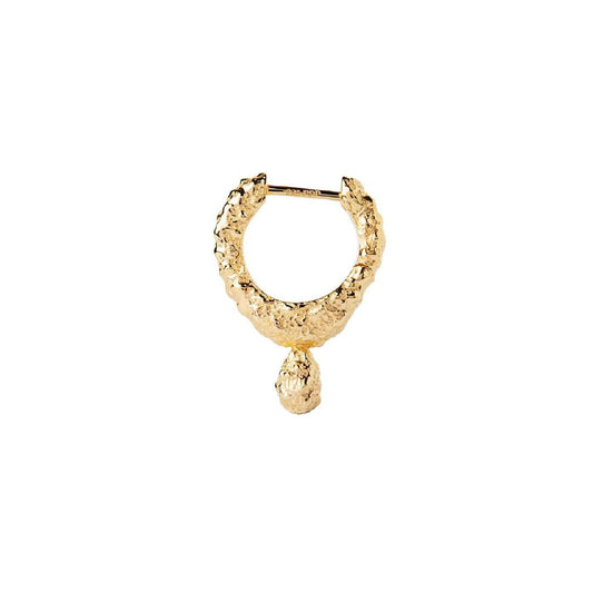Orecchino singolo PDPAOLA Lava donna argento dorato texture fusa e pendente PG01-229-U-1
