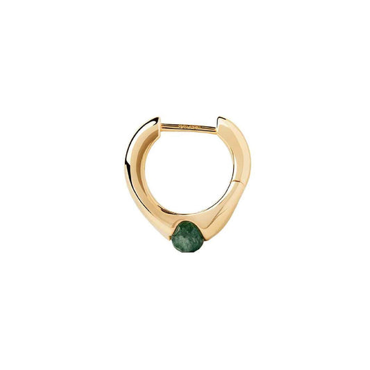 Orecchino singolo PDPAOLA Oasis donna argento dorato con pietra avventurina PG01-232-U-1