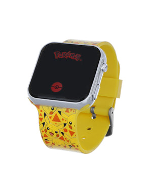 Orologio digitale da bambini Disney Pokemon LED con cassa 35 mm in plastica e cinturino in silicone giallo POK4320