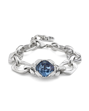 Bracciale catena da donna Uno de 50 Charismatic Marvelous in lega metallica con maglie spesse e cristallo blu al centro PUL2371AZUMTL0M