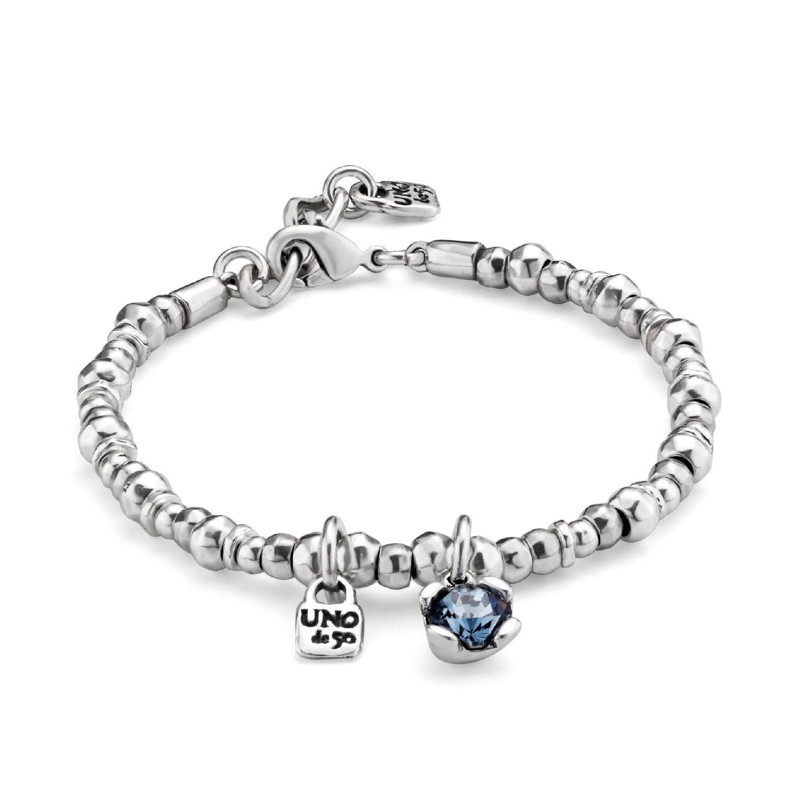 Bracciale Uno de 50 Charismatic lega metallica sfere, lucchetto cristallo blu PUL2376AZUMTL0M-1