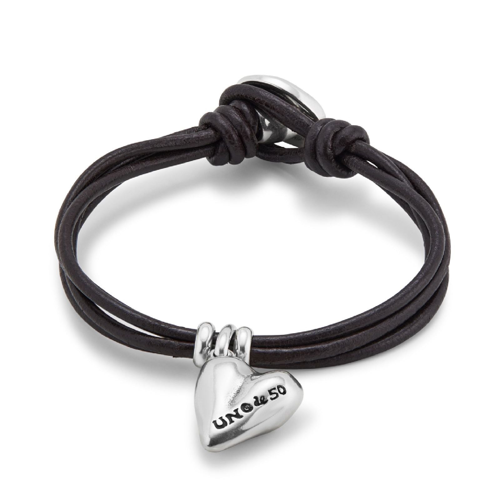 Bracciale donna Uno de 50 Beloved cuoio lega metallica con cuore PUL2403MARMTL0M-1