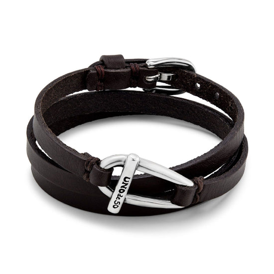Bracciale unisex Uno de 50 Youthful in cuoio marrone e staffa lega metallica PUL2419MARMTL0M-1