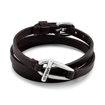 Bracciale unisex Uno de 50 Youthful in cuoio marrone e staffa lega metallica PUL2419MARMTL0M-1