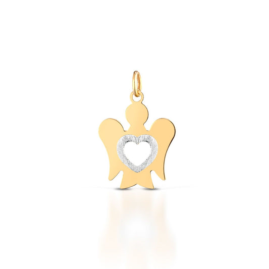 Collana donna Roberto Giannotti Classic in oro giallo e bianco angelo cuore con cordino PZ684-1
