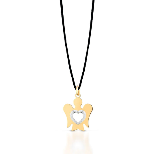 Collana donna Roberto Giannotti Classic in oro giallo e bianco angelo cuore con cordino PZ684-2