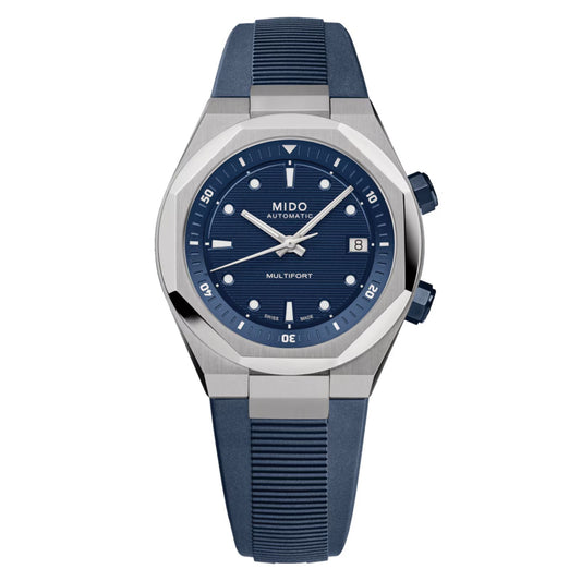 Orologio MIDO Multifort in acciaio e gomma di colore blu