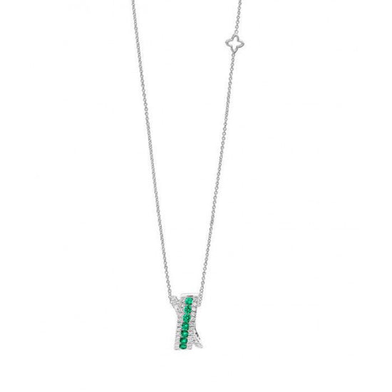 Collana girocollo Recarlo oro bianco 18kt diamanti e smeraldi 45 cm