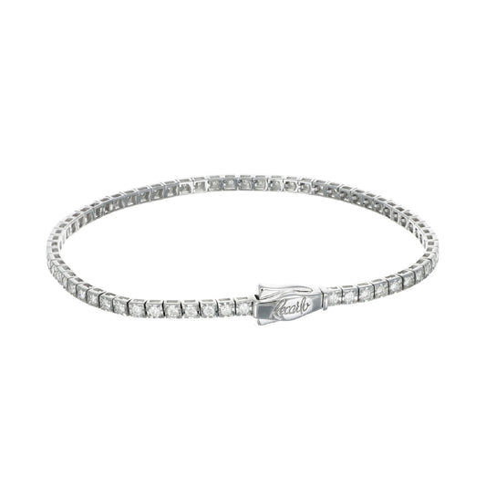 Bracciale tennis Recarlo in oro bianco 18kt e diamanti 17 cm