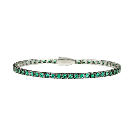 Bracciale tennis Recarlo in oro bianco 18kt con smeraldi 17 cm