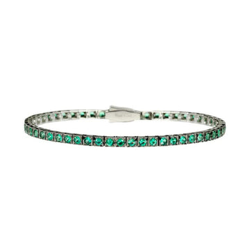 Bracciale tennis Recarlo in oro bianco 18kt con smeraldi 17 cm