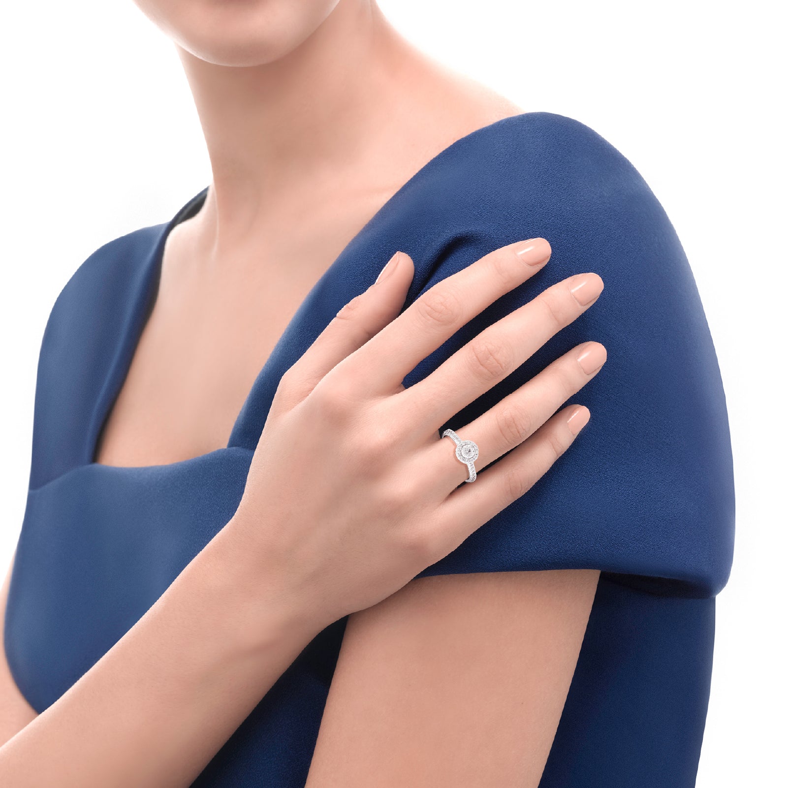 Anello solitario Recarlo in oro bianco 18kt con diamanti 14