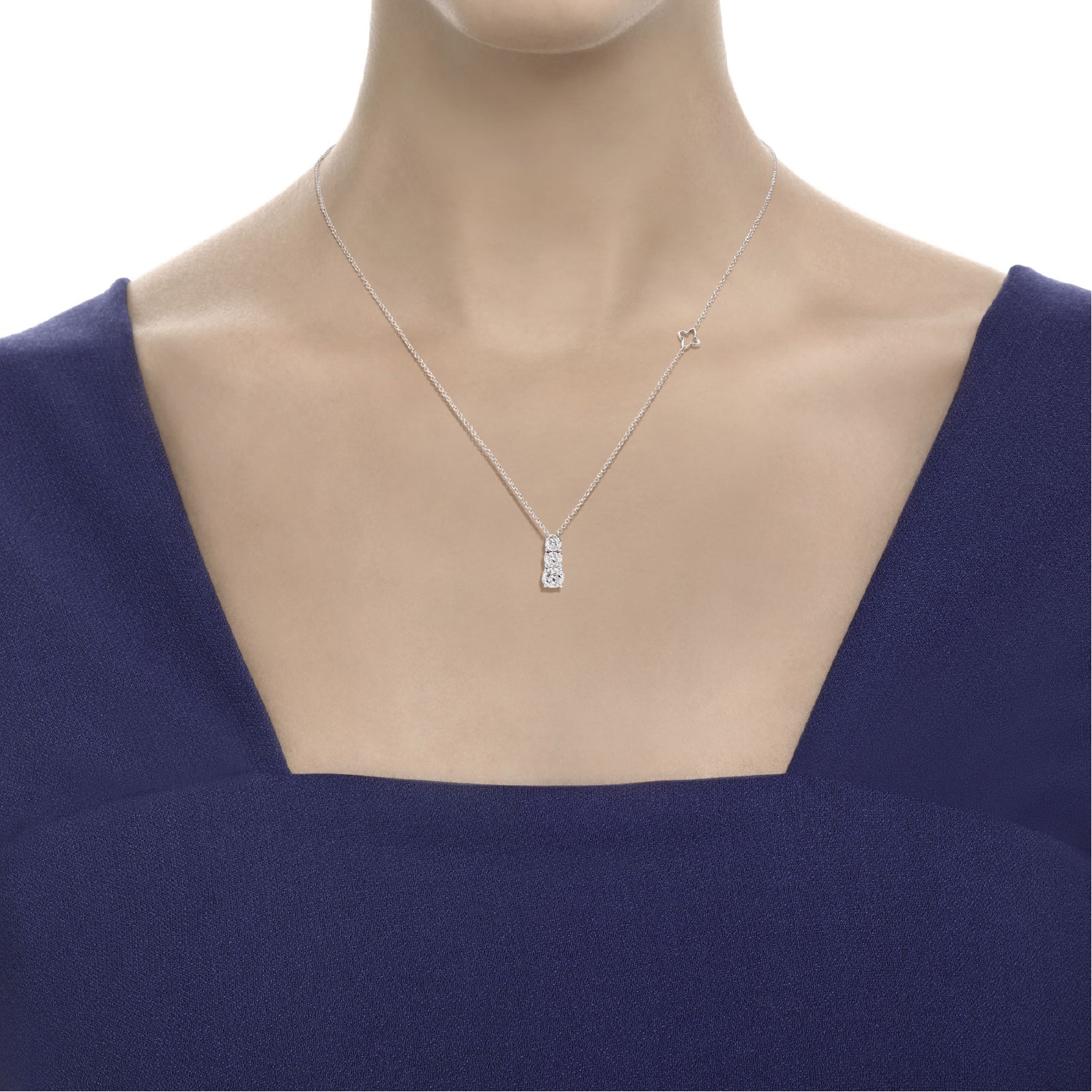 Girocollo trilogy Recarlo in oro bianco 18kt e diamanti 45 cm