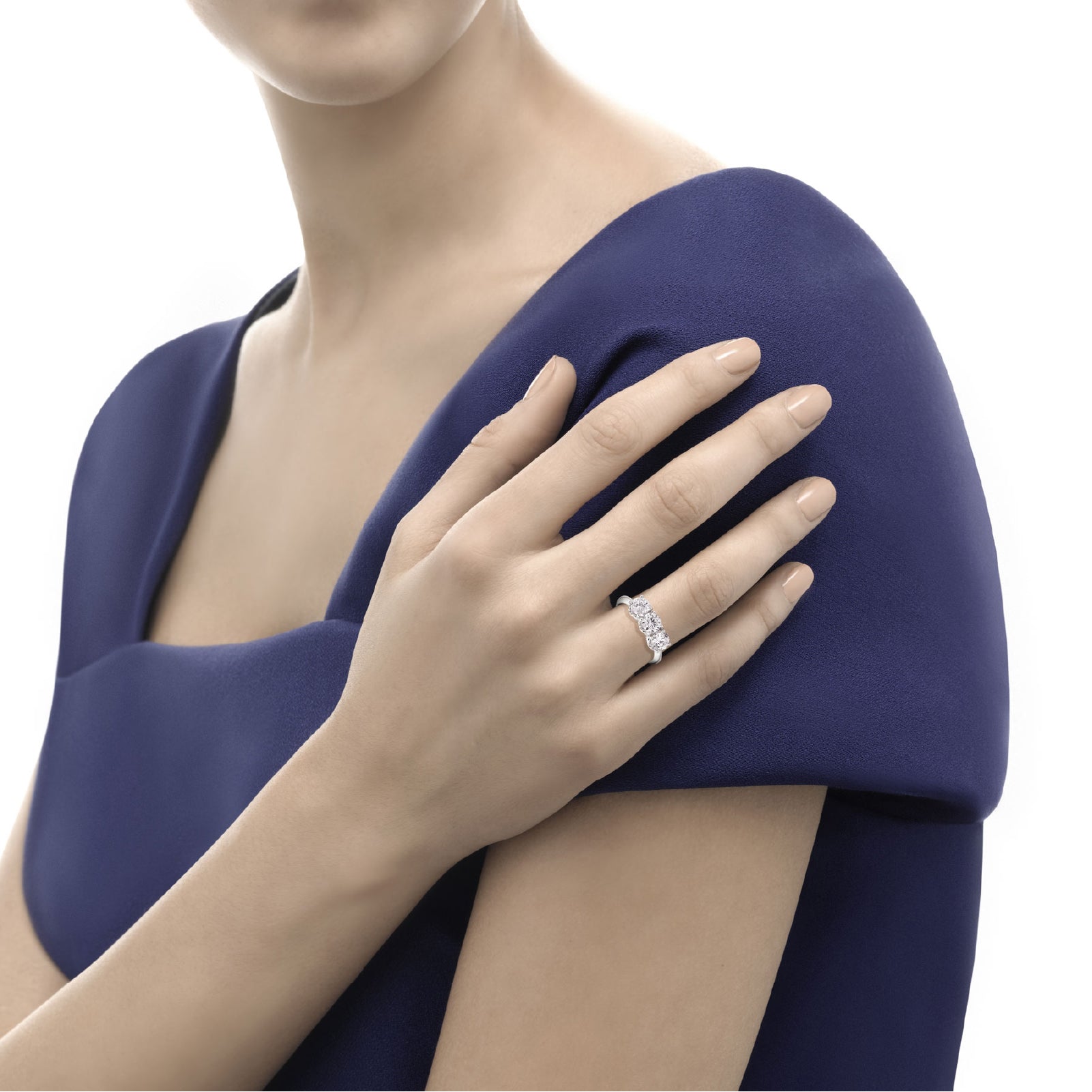 Anello trilogy Recarlo in oro bianco 18kt e diamanti da donna 14